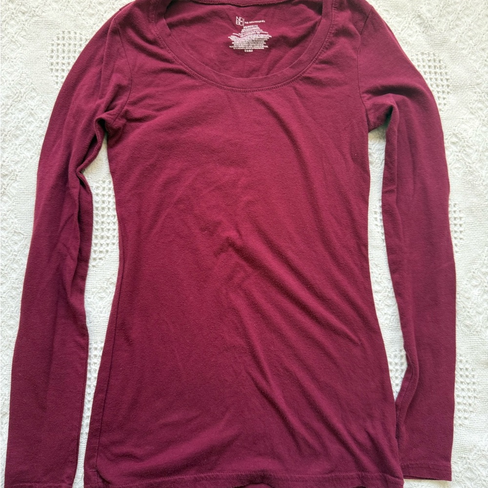 No Boundaries Maroon Long Sleeve Tee